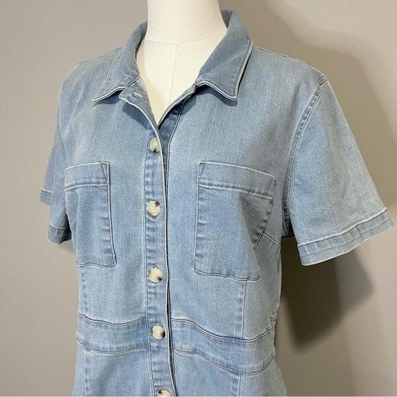 Liz Claiborne Denim Button Down Shirt Dress Size 12 - Picture 2 of 9